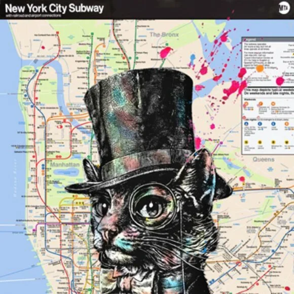 Rare Original Aristocat Metal Art Cat Sign NYC Subway Map  8×12" Limited Edition - Picture 3 of 7